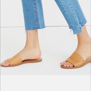 Madewell Tan Leather Slide Sandals
